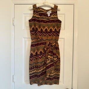 J. Stevens by Carol Escritor Wrap Dress Sleeveless Sz 6 Boho Aztec USA 90s Vtg